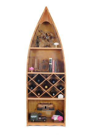Homeroots 24.5" X 74" X 12.5" Wooden Canoe Wine Shelf  Wood 364290