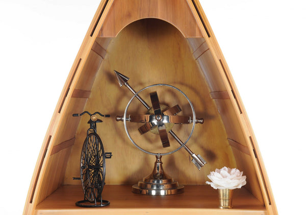 Homeroots 24.5" X 74" X 12.5" Wooden Canoe Wine Shelf  Wood 364290