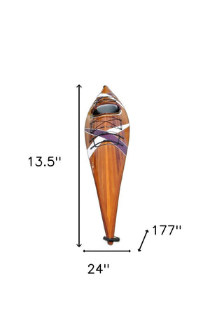 Homeroots 24" X 177" X 13.5" White And Purple Ribbonwooden Kayak  Wood 364291