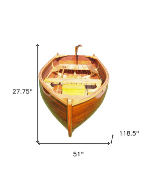 Homeroots 51" X 118.5" X 27.75" Little Bear Wooden Dinghy  Wood 364292