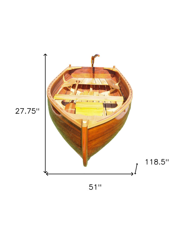 Homeroots 51" X 118.5" X 27.75" Little Bear Wooden Dinghy  Wood 364292