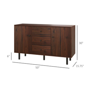 English Elm Beautiful Rustic Brown Sideboard with Steel Legs Three Drawers and Dual Cabinet Storage T3971P465292