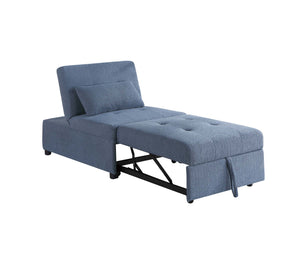 English Elm Convertible Sofa with Pull-Out Bed, Sleek Armless Sherpa Upholstery, Cozy Plush Pillow Included Blue Gray 45 L x 33 W x 17 H B089P240524