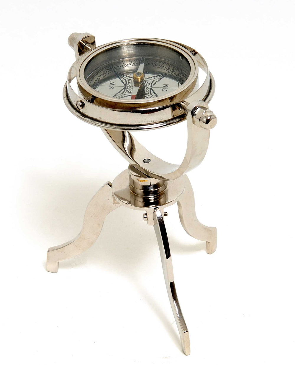 Homeroots 5" X 5" X 8.5" Gimbaled Compass On Tristand  Metal 364305