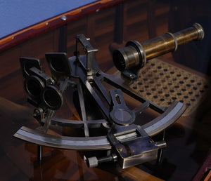 Homeroots 8.5" X 8" X 4.5" Nautical Sextant In Wood Box  Large  Metal 364312