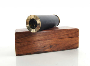 Homeroots 1.5" X 15" X 1.5" Handheld Telescope In Wood Box  Metal 364319