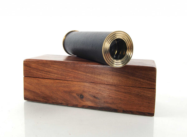 Homeroots 1.5" X 15" X 1.5" Handheld Telescope In Wood Box  Metal 364319