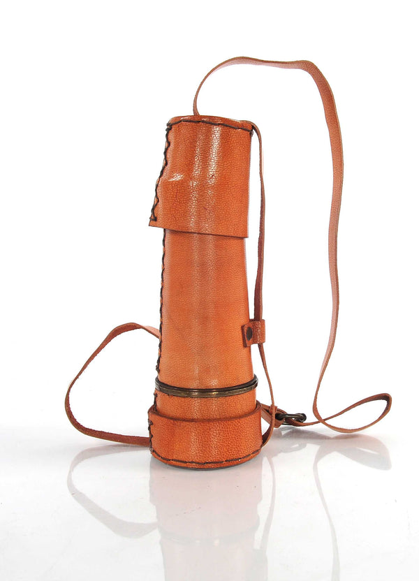 Homeroots Rustic Brass And Leather Handheld Telescope  Metal 364320