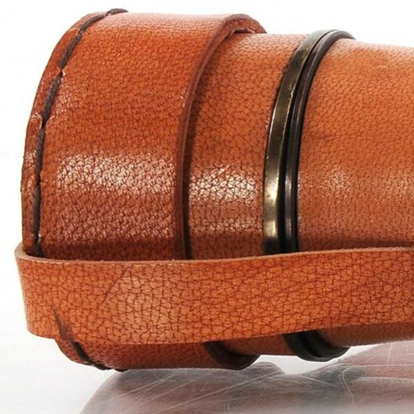 Homeroots Rustic Brass And Leather Handheld Telescope  Metal 364320
