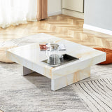 English Elm A Modern and Practical Coffee Table With Imitation Marble Patterns, Made Of Mdf Material. The Fusion Of Elegance and Natural Fashion 31.4"* 31.4"* 12 "