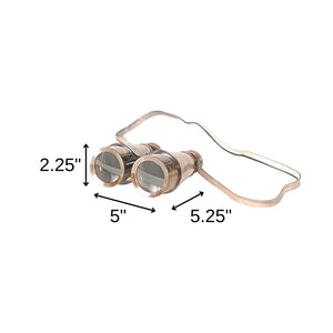 Homeroots Rustic Brass And Leather Binoculars In Wood Storage Box  Metal 364324