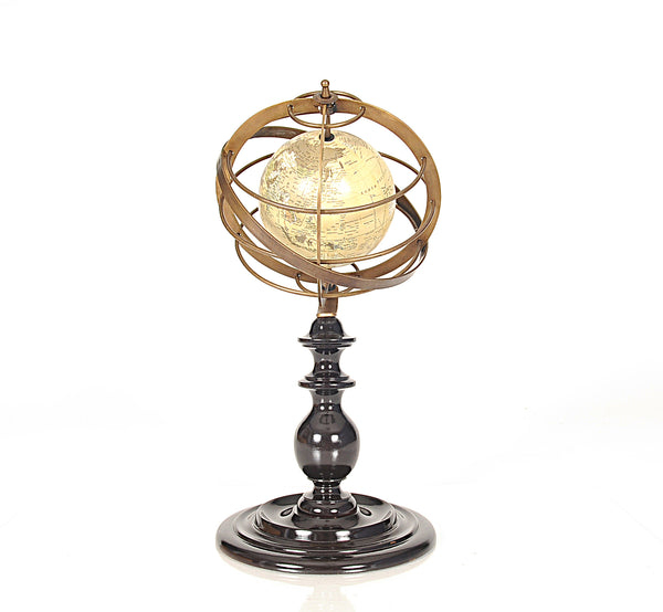 Homeroots 8" X 7.5" X 16.5" Globe In Brass Rings  Metal 364327
