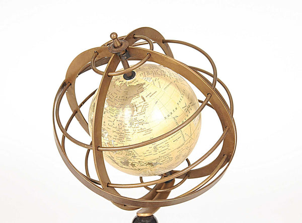 Homeroots 8" X 7.5" X 16.5" Globe In Brass Rings  Metal 364327