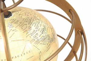 Homeroots 8" X 7.5" X 16.5" Globe In Brass Rings  Metal 364327