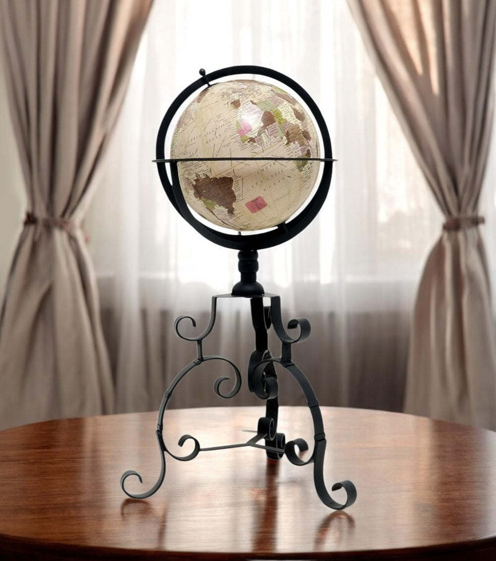 Homeroots 11" X 11" X 22.5" Globe On Tristand  Metal 364328