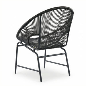 English Elm Nusa Outdoor Pe Rattan Patio Chairs with Iron Frame Airy Oval Weave Set of 2 Black N775P422987B
