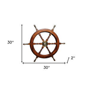 Homeroots 30" X 30" X 2" Ship Wheel  Metal 364331