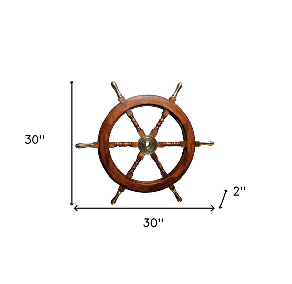 Homeroots 30" X 30" X 2" Ship Wheel  Metal 364331