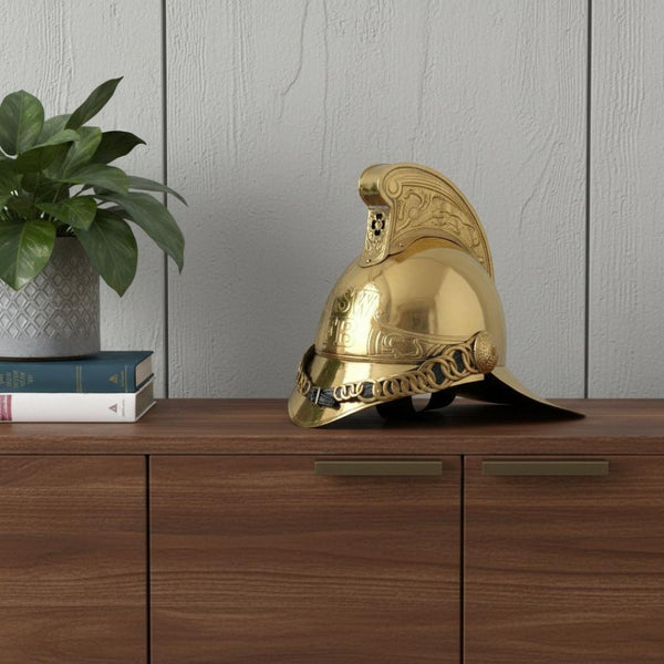 HomeRoots 10" Victorian Fireman Helmet - Handmade Brass Dragon Accent, Nautical Decor, Perfect Gift Idea! 364333