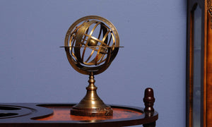 Homeroots 7" X 7" X 11.5" Armillary Sphere On Wood Base  Metal 364337