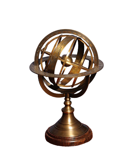 Homeroots 7" X 7" X 11.5" Armillary Sphere On Wood Base  Metal 364337