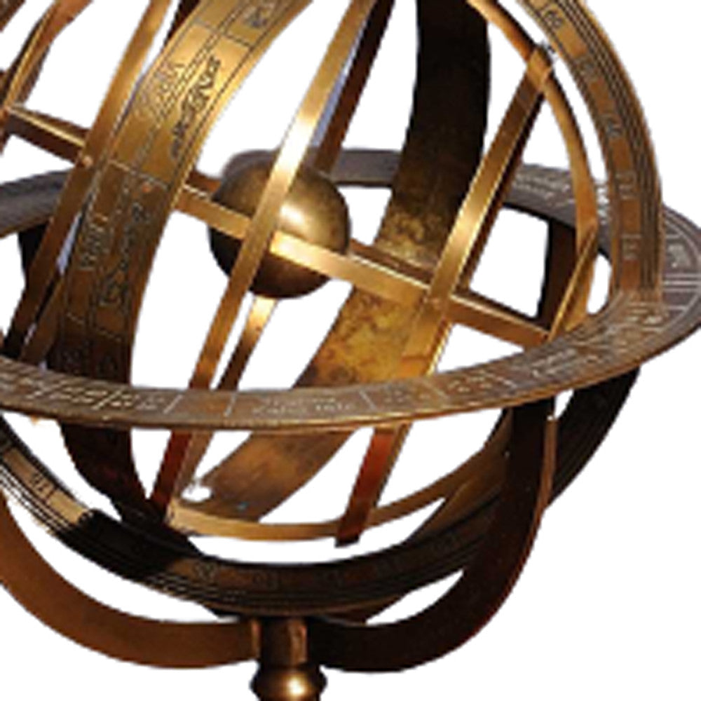 Homeroots 7" X 7" X 11.5" Armillary Sphere On Wood Base  Metal 364337