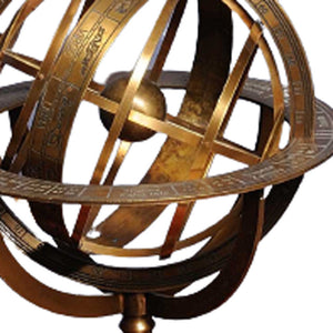 Homeroots 7" X 7" X 11.5" Armillary Sphere On Wood Base  Metal 364337