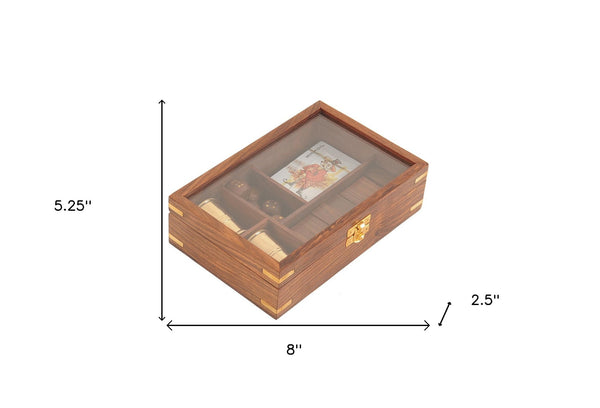 Homeroots 5.25" X 8" X 2.5" Wooden Game Set With Brass Goblet  Metal 364349