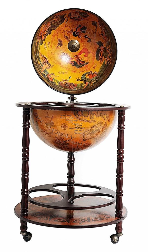Homeroots 22" X 22" X 37" Globe Drink Cabinet  Wood 364350
