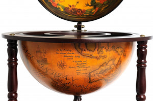 Homeroots 22" X 22" X 37" Globe Drink Cabinet  Wood 364350
