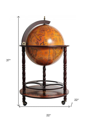 Homeroots 22" X 22" X 37" Globe Drink Cabinet  Wood 364350