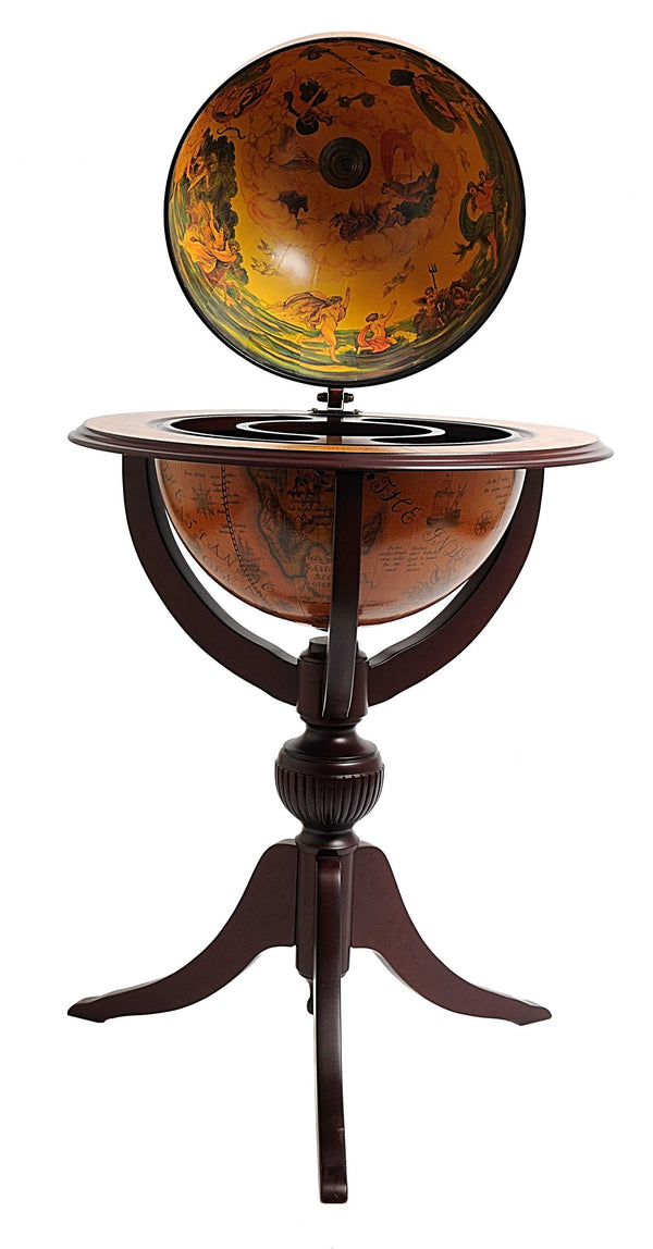 Homeroots 26" X 26" X 45" Globe Bar  3 Legs  Wood 364352