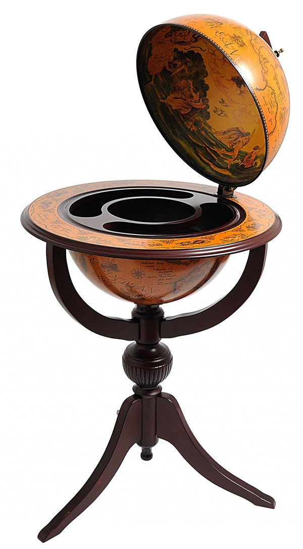 Homeroots 26" X 26" X 45" Globe Bar  3 Legs  Wood 364352