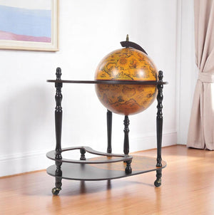 HomeRoots 32" Brown Solid Wood Oval Rolling Bar Cart – Stylish Wine Storage & Smooth Mobility for Any Space 364353
