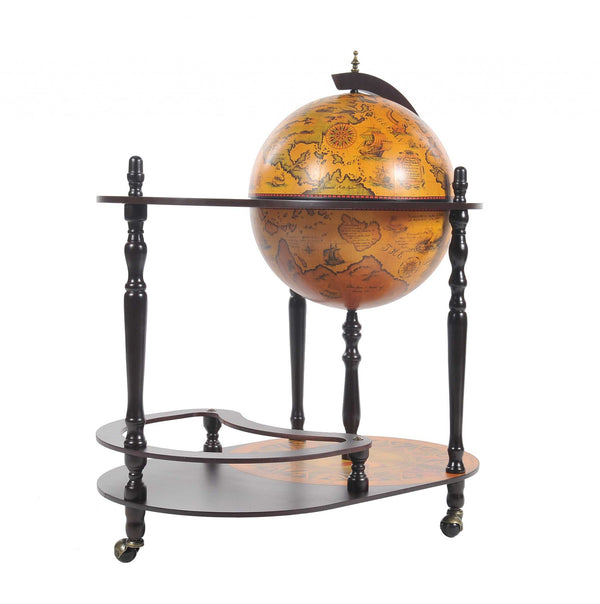Homeroots 20" X 32" X 36" Red Globe Drink Trolley  Wood 364353