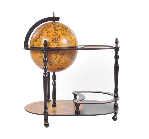 Homeroots 20" X 32" X 36" Red Globe Drink Trolley  Wood 364353