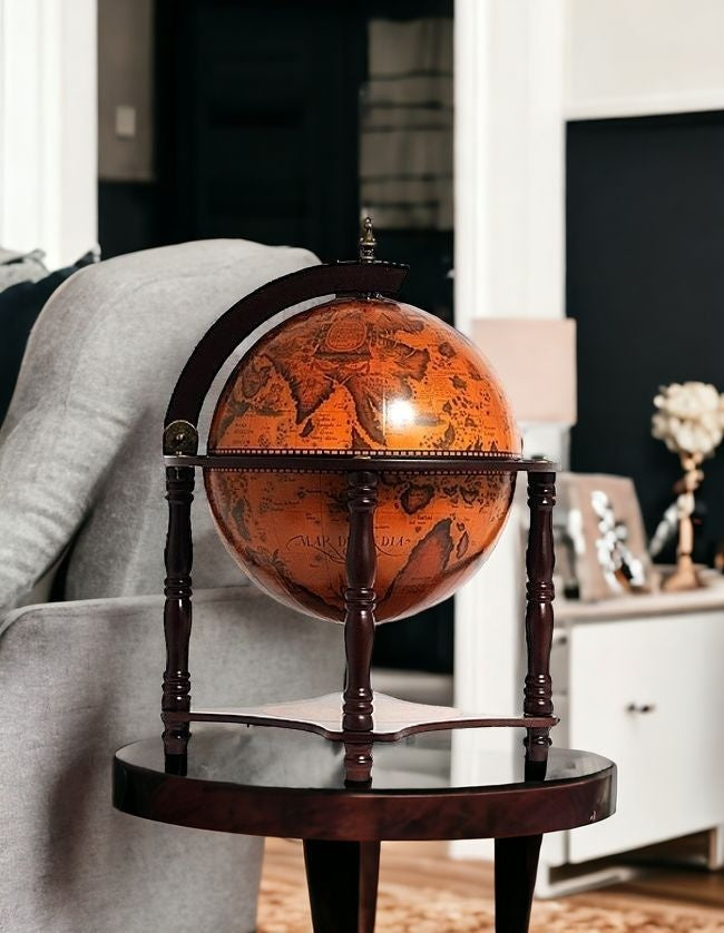 Homeroots 22" Old World Nautical Map Globe Mini Bar   364354