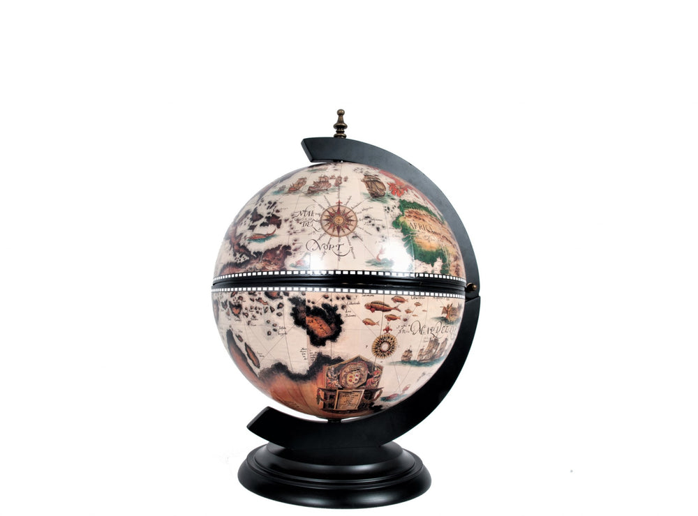 Homeroots 13" X 13" X 20" White Globe 13 Inches With Chess Holder  Manufactured Wood 364356