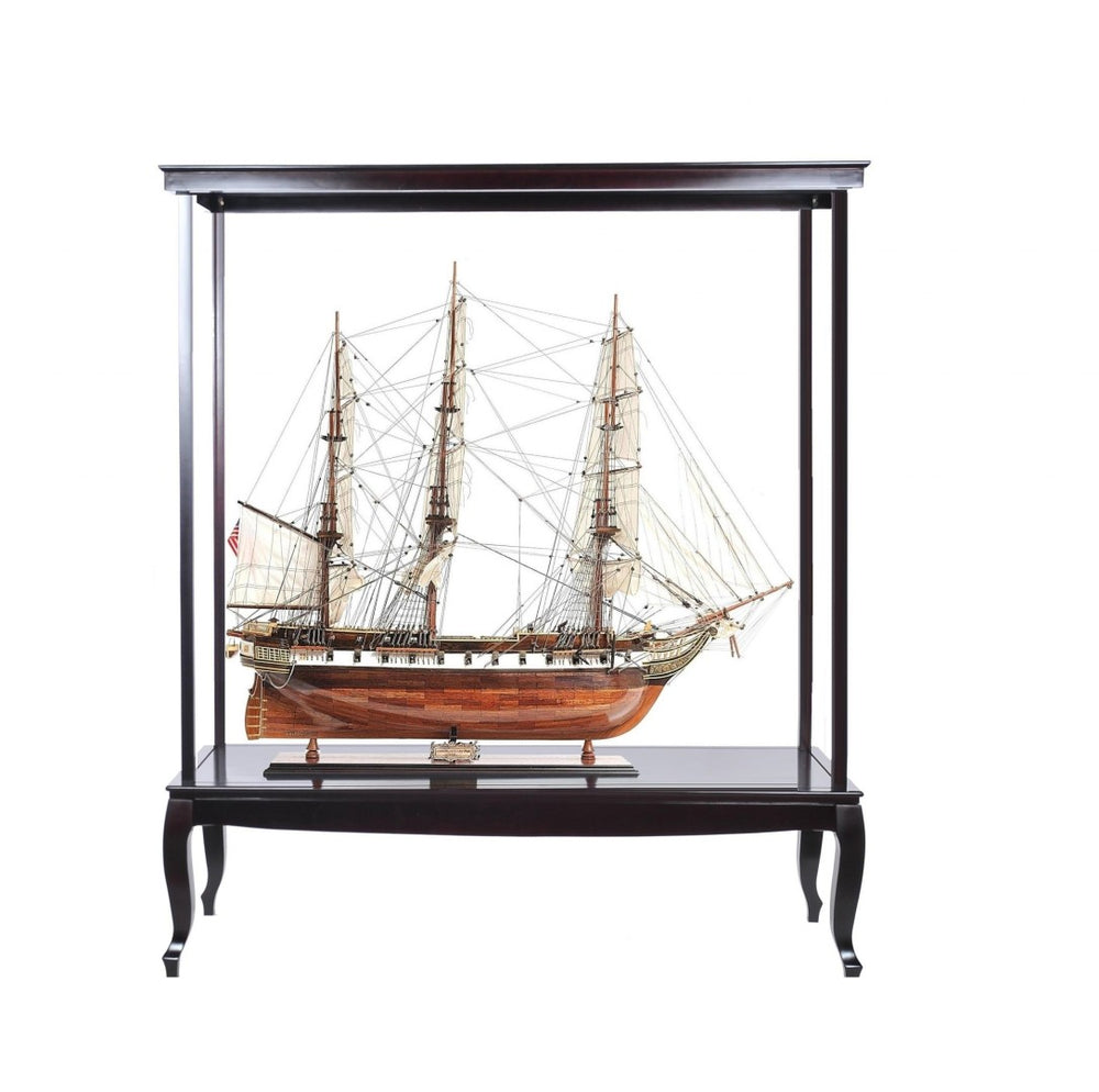 HomeRoots 23" Dark Brown Glass Display Stand with Elegant Mirrored Finish & Ample Storage for Any Room 364363