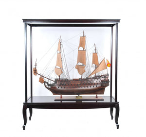 HomeRoots 23" Dark Brown Glass Display Stand with Elegant Mirrored Finish & Ample Storage for Any Room 364363