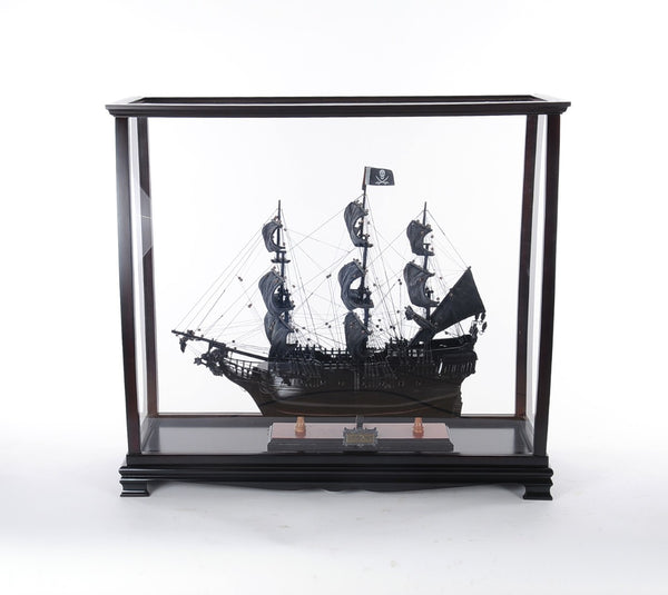 HomeRoots 34" Black Glass Display Stand – Sleek Mirrored Storage Solution for Living & Dining Room Elegance 364365