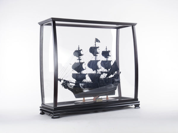 HomeRoots 34" Black Glass Display Stand – Sleek Mirrored Storage Solution for Living & Dining Room Elegance 364365