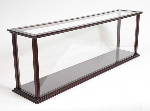 HomeRoots 39" Elegant Dark Brown Glass Display Stand with Mirrored Accents for Stylish Home Storage & Decor 364366