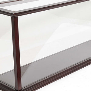 HomeRoots 39" Elegant Dark Brown Glass Display Stand with Mirrored Accents for Stylish Home Storage & Decor 364366