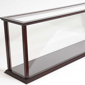 HomeRoots 39" Elegant Dark Brown Glass Display Stand with Mirrored Accents for Stylish Home Storage & Decor 364366