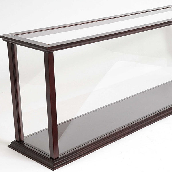 HomeRoots 39" Elegant Dark Brown Glass Display Stand with Mirrored Accents for Stylish Home Storage & Decor 364366