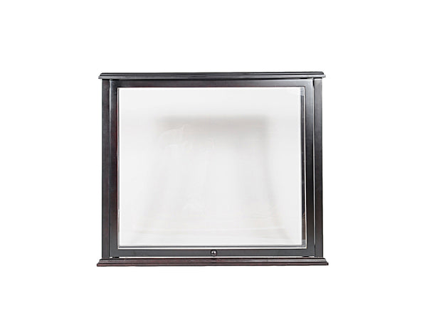 Homeroots 14" Black Glass Standard Display Stand  Manufactured Wood 364370