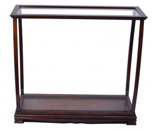 Homeroots 13" Dark Brown And Clear Glass Standard Display Stand  Manufactured Wood 364372