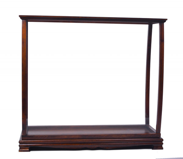Homeroots 13" Dark Brown And Clear Glass Standard Display Stand  Manufactured Wood 364372