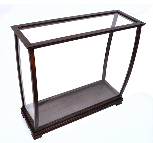 Homeroots 13" Dark Brown And Clear Glass Standard Display Stand  Manufactured Wood 364372
